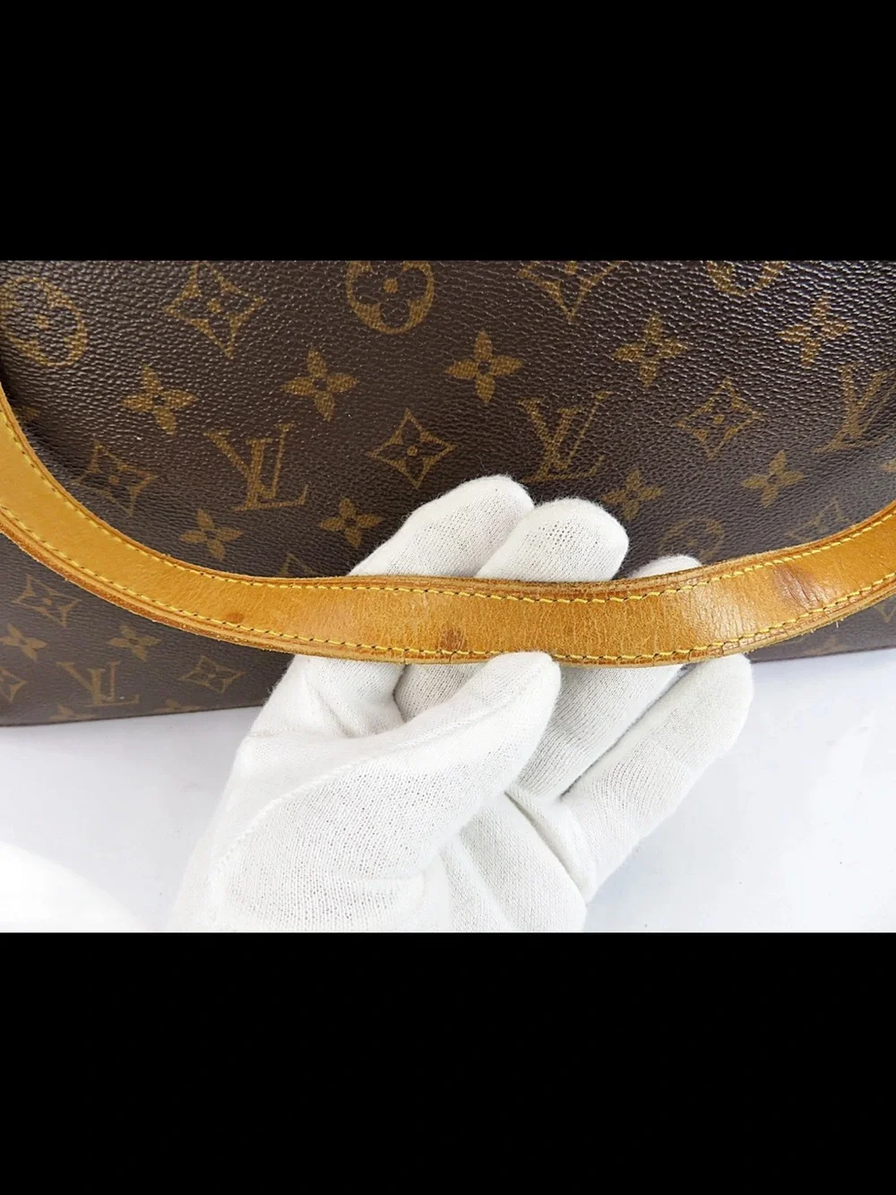 Louis Vuitton Brown Monogram Canvas Tote with Yellow Leather Straps